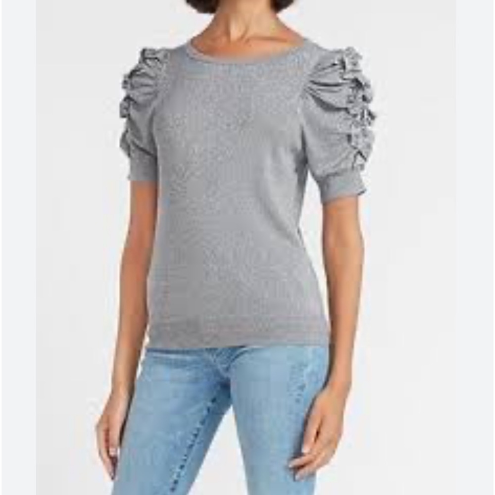 Express Puff sleeve grey sweater